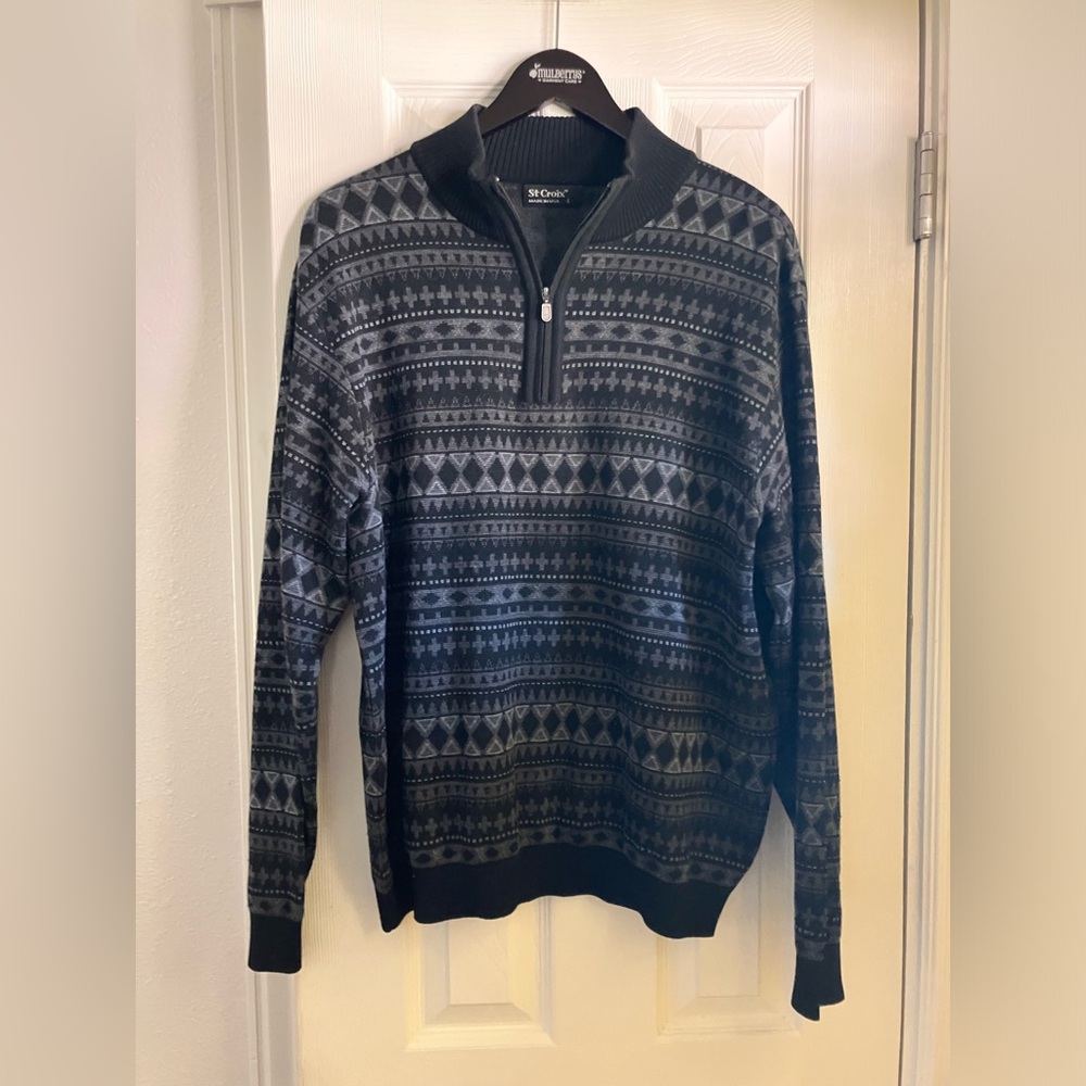 St. Croix Made in USA Fair Isle men’s wool 3/4 sweater
